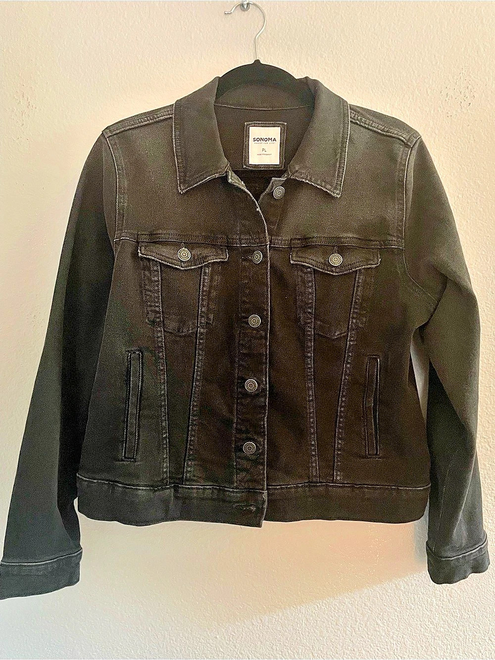 Sonoma Black Denim Jacket Size Petite Large